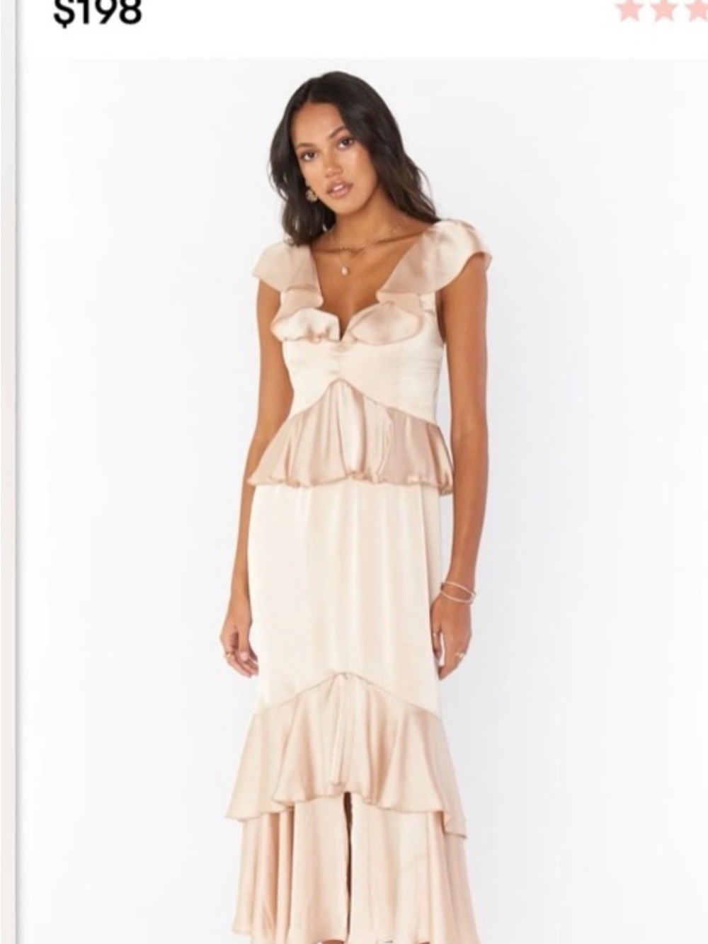 Show Me Your Mu Mu-Reese Ruffle Dress, Champagne